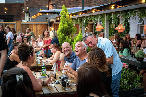 Guests enjoying Summer Soul Day in the garden at The White Swan Hoddesdon.